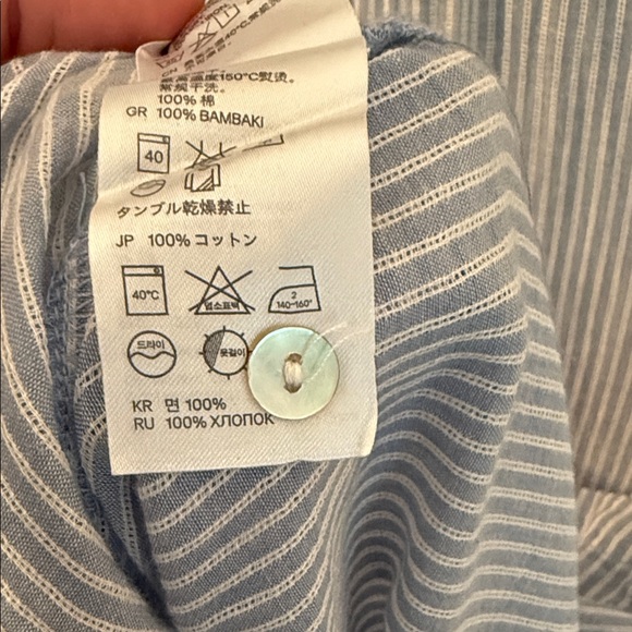 H&M LOGG Women's Blue and White Striped Cotton Button Up Tunic Size US 14 - Picture 4 of 6